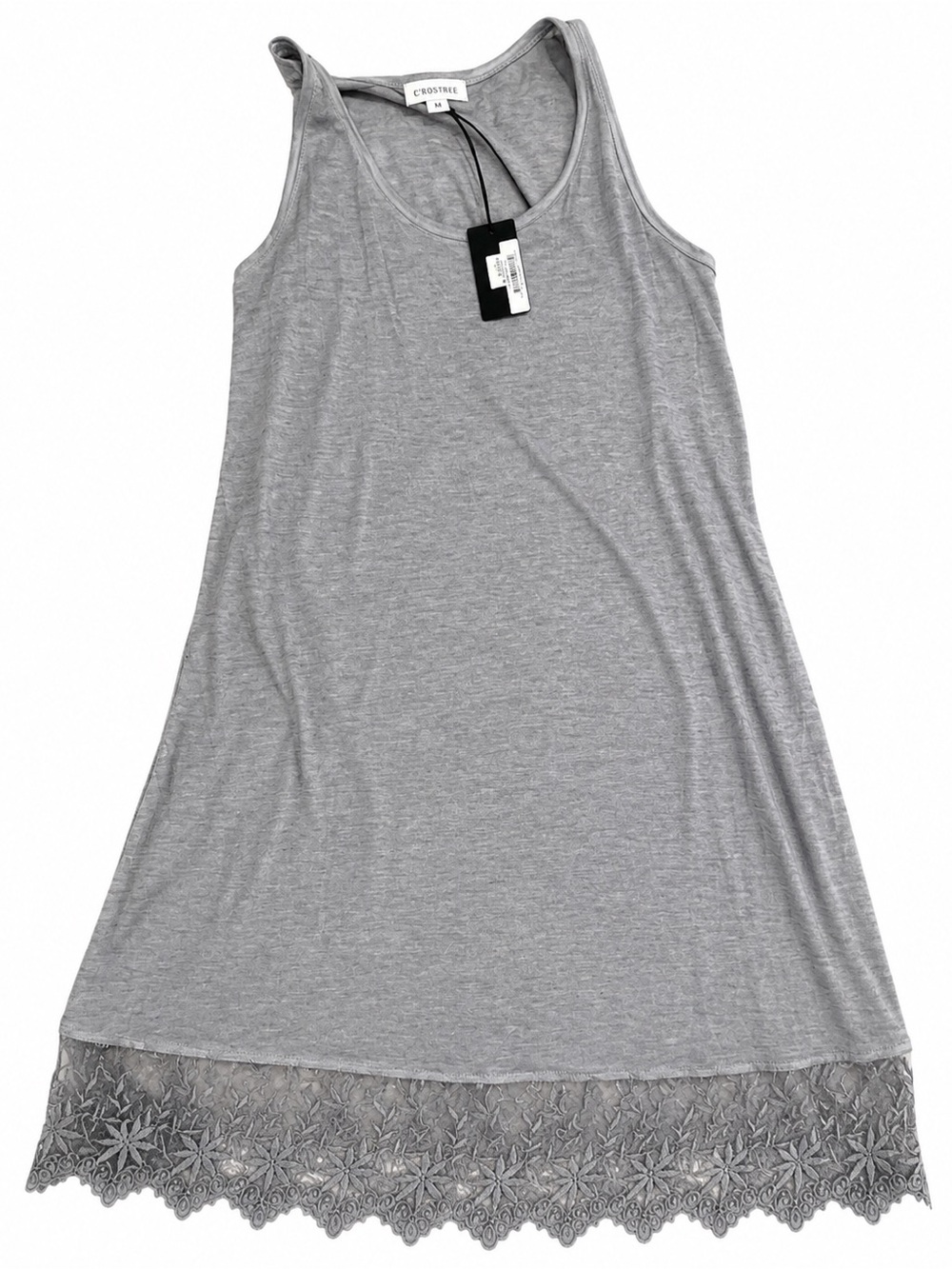C’rosstree Gray Lace-Hem Dress